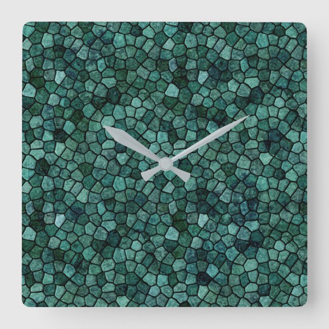 Oceanic Mosaic Crust Texture Abstract Pattern Square Wall Clock (Front)