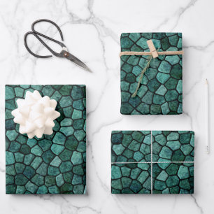 Oceanic Mosaic Crust Texture Abstract Pattern Wrapping Paper Sheet