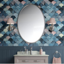 Oceanic Scales - Blue, Pink, Grey - Coastal