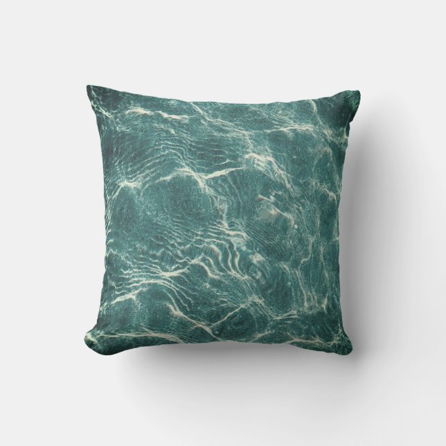Oceanic Serenity: Mesmerizing Aqua Design Throw Pillow (Front)