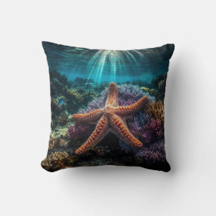 Oceanic Serenity Starfish Throw Pillow