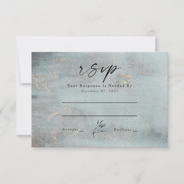 Oceanic Teal Watercolor Calligraphy Wedding  RSVP  (Front)