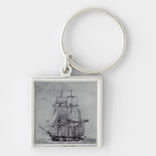 Oceanic Trek Graphic Ships Fine Art Keychain