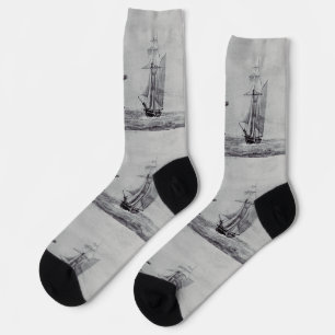 Oceanic Trek Graphic Ships Fine Art Socks