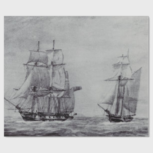 Oceanic Trek Graphic Ships Fine Art Wrapping Paper