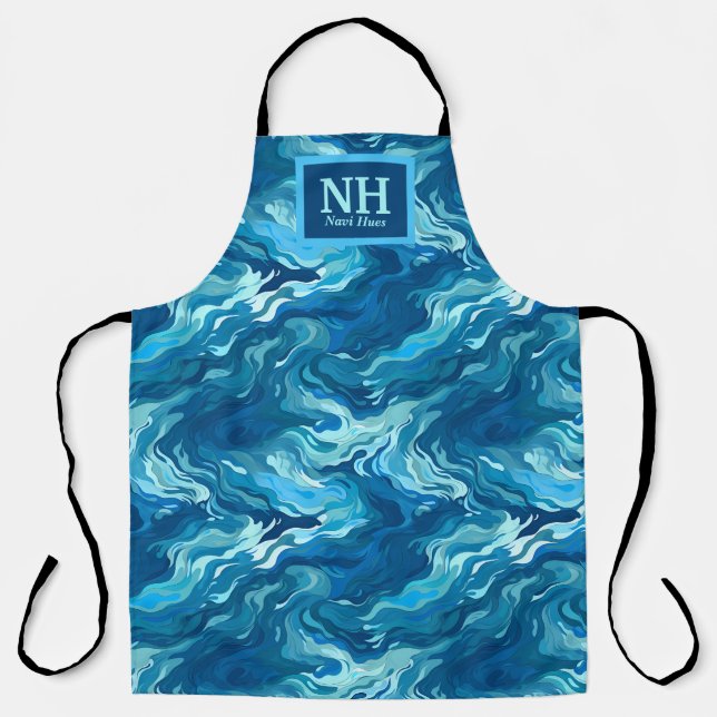 Oceanic Waves Customizable Chef Apron (Front)
