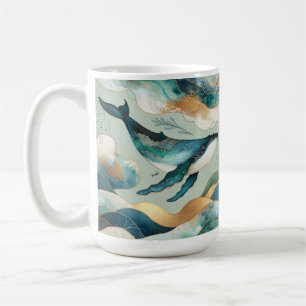 Oceanic Whale Abstract Mug -Coastal Kitchen Decor 