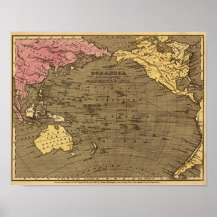Oceanica Hand Colored Atlas Map Poster