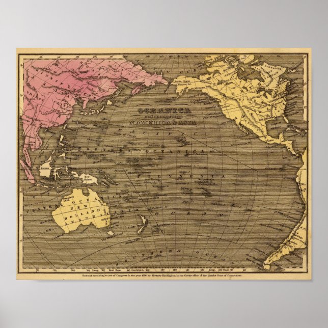 Oceanica Hand Colored Atlas Map Poster (Front)