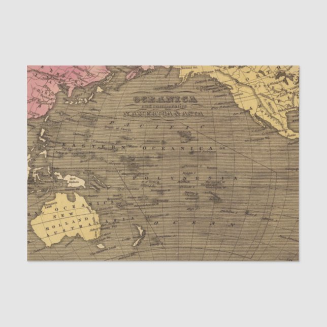 Oceanica Hand Coloured Atlas Map Tissue Paper (Front)