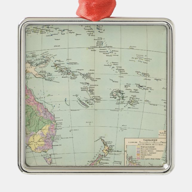 Oceanien - Atlas Map of Oceania Metal Ornament (Front)