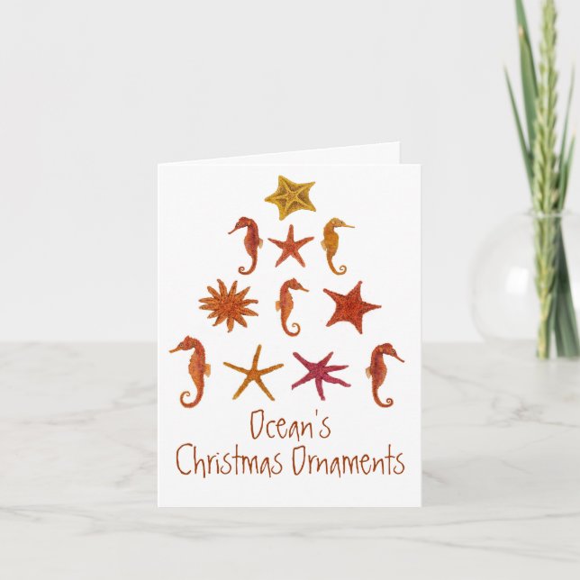Ocean's Christmas Ornaments Holiday Card (Front)