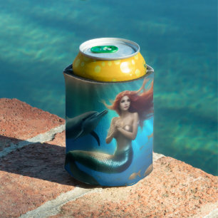 "Ocean's Dance: A Mermaid and Dolphins' Journey" Can Cooler