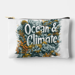 Oceans Day - Ocean and Climate Text with Coral Accessory Pouch