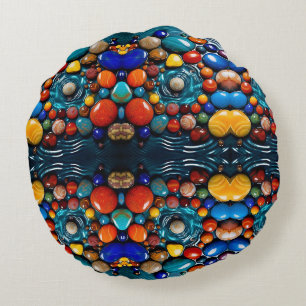 "Ocean's Magical Stones" Round Pillow