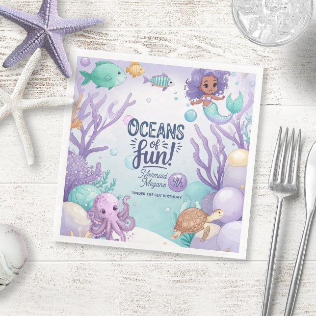Oceans of Fun Mermaid Birthday V2 ID1142 Napkin (Creator Uploaded)