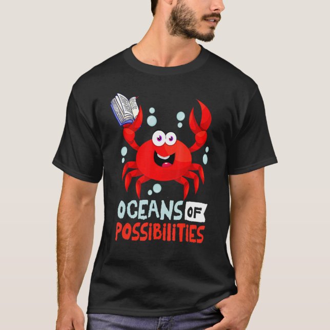Oceans Of Possibilities Summer Reading 2022 Crab T-Shirt (Front)