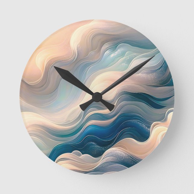 Ocean's Whisper: Calm and Motion Ballet Round Clock (Front)