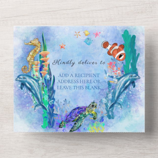 OceanSea Animals Boy Baby Shower  All In One Invit All In One Invitation (Front)