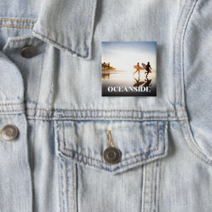 Oceanside Beach 2 Inch Square Button