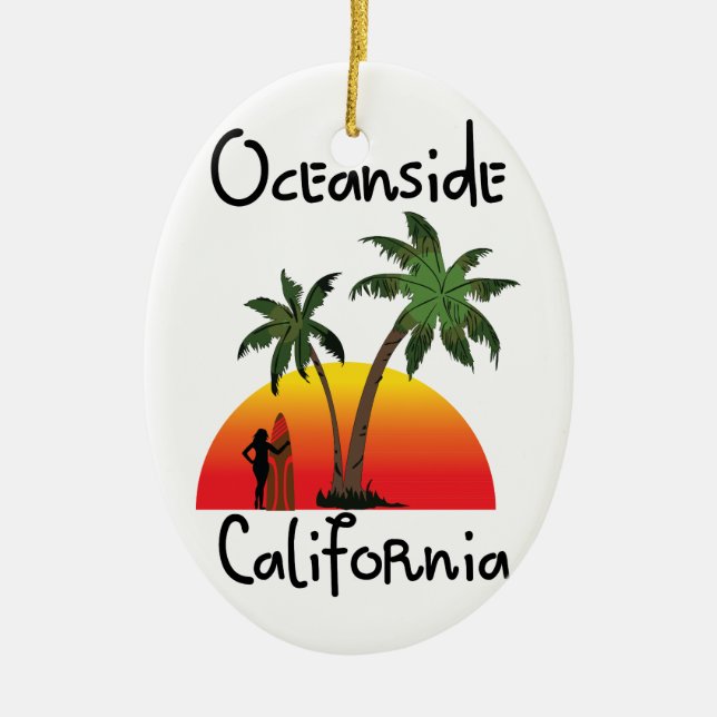 Oceanside California Ceramic Ornament (Front)