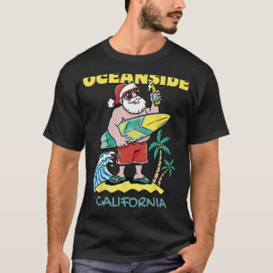 OCEANSIDE CALIFORNIA Santa Christmas Surfing T-Shirt