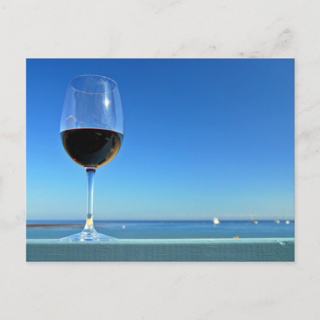 Oceanside Glass of Merlot Postcard (Front)