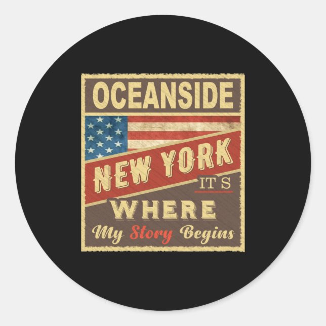 Oceanside Ny Its Where My Story Begins _1  Classic Round Sticker (Front)