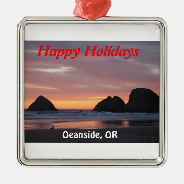 Oceanside, Oregon Ordiment Metal Ornament (Front)