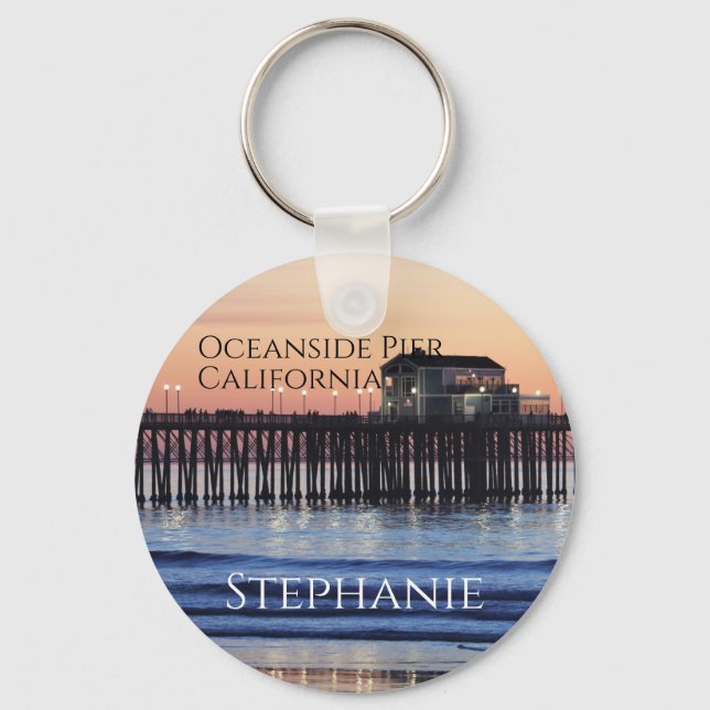 Oceanside Pier California Personalized Keychain (Front)