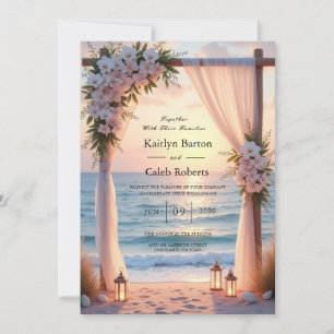 Oceanside Romance Beneath Coastal Light Invitation