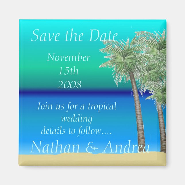 Oceanview Tropical Save the Date Magnet (Front)