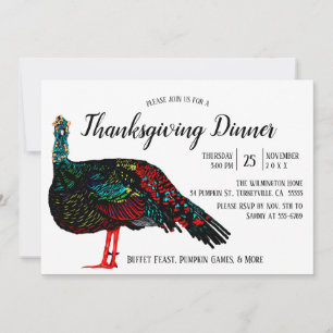 Ocellated Turkey Thanksgiving Invitation