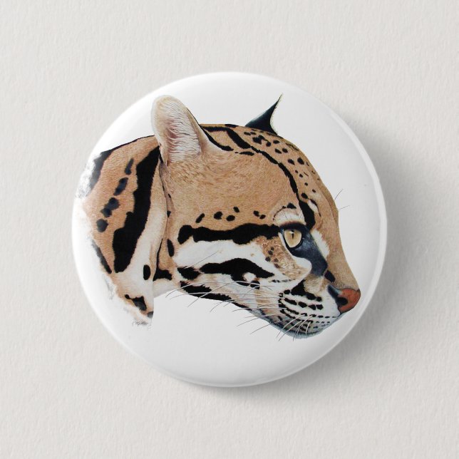Ocelot Portrait 2 Inch Round Button (Front)