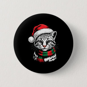 Ocelot Xmas Santa Hat F Christmas Costume  2 Inch Round Button