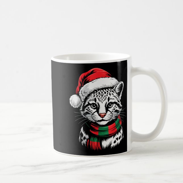 Ocelot Xmas Santa Hat F Christmas Costume  Coffee Mug (Right)