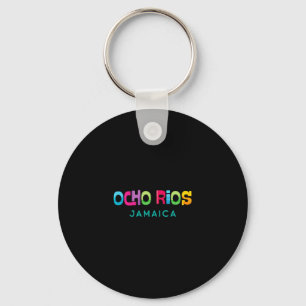 Ocho Rios Jamaica Retro Tropical Design Keychain