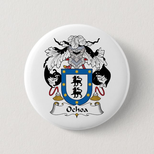 Ochoa Family Crest 2 Inch Round Button (Front)