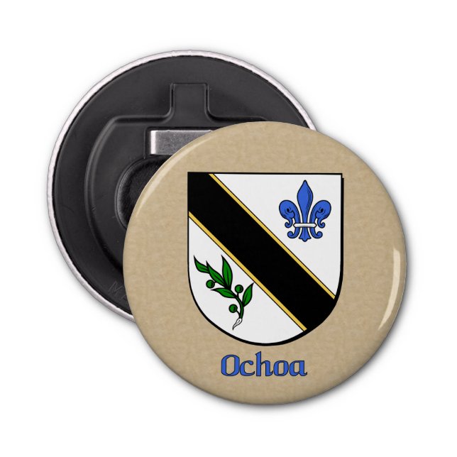 Ochoa Heraldic Arms on Parchment Style Back Bottle Opener (Front)