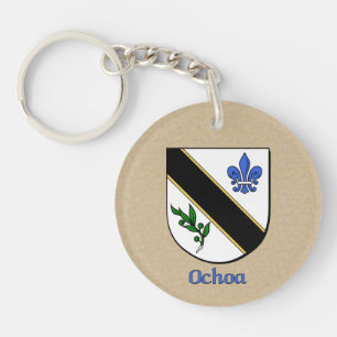 Ochoa Historical Shield with Flag of Spain Keychain