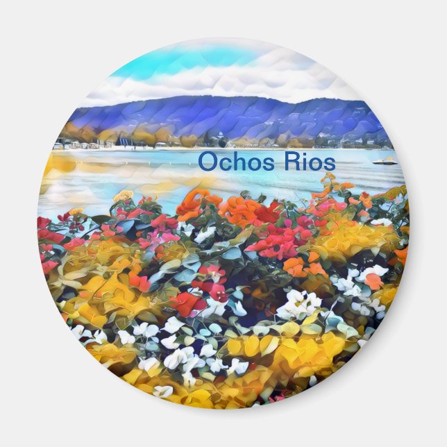 Ochos Rios Neon Pop Art Floral Magnet (Front)
