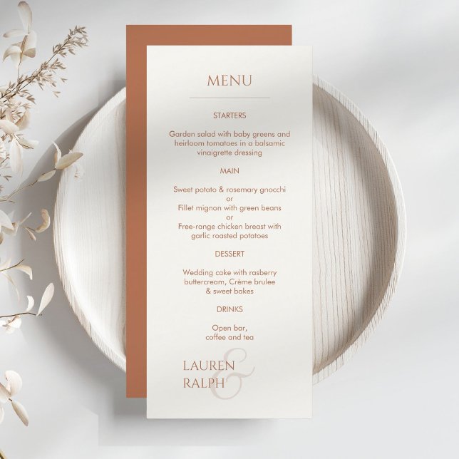 Ochre and Ivory Monogrammed Wedding Menu (Creator Uploaded)