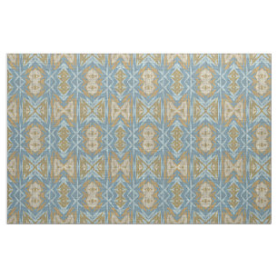 Ochre Beige Teal Blue Eclectic Ethnic Look Fabric