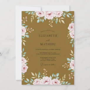Ochre Blush Petal Wedding Invitation