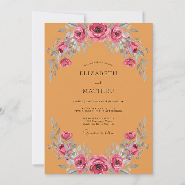Ochre Bold Bohemian Wedding Invitation (Front)