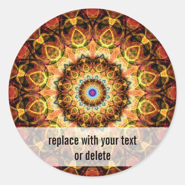 Ochre Burned Glass kaleidoscope Classic Round Sticker (Front)