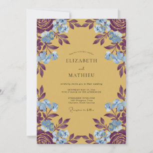 Ochre Cornflower Leaf Wedding Invitation
