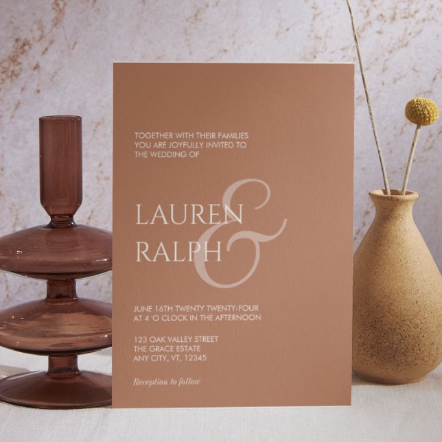 Ochre & Cream Script Wedding Invitation (Creator Uploaded)