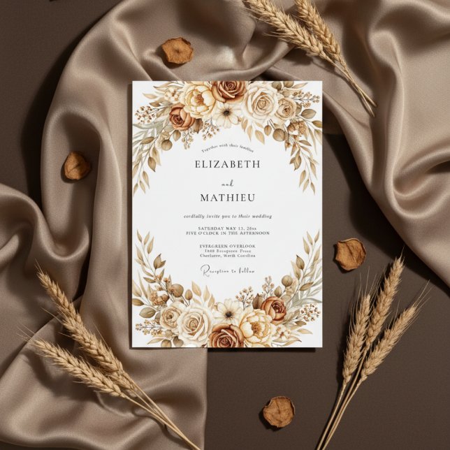 Ochre Earthy Botanical Wedding Invitation (Creator Uploaded)