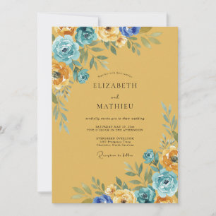 Ochre Floral Artistic Wedding Invitation